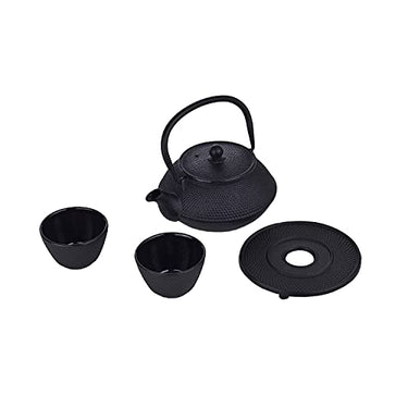 LAGUIOLE - LAGUIOLE Teekanne aus Gusseisen, innen schwarz emailliert, Infusor, traditionelles Teapot-Set aus Eisen, Tablett aus Gusseisen und 2 japanische Teetassen, Schwarz, 800ml im Sale